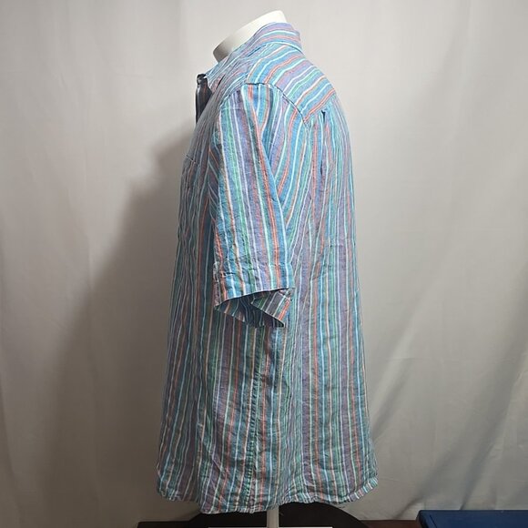 Jos A Bank 100% Linen Shirt Mens Size XL Rainbow Vertical Striped Button Down - Picture 2 of 7